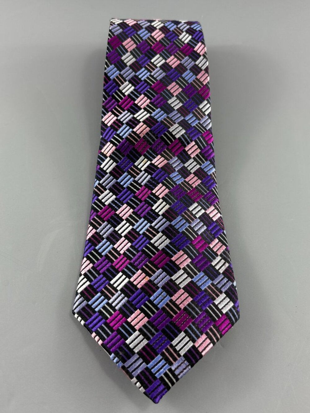Geoffrey Beene Purple / Multi Basketweave Pattern Men's Tie 4' x 61"